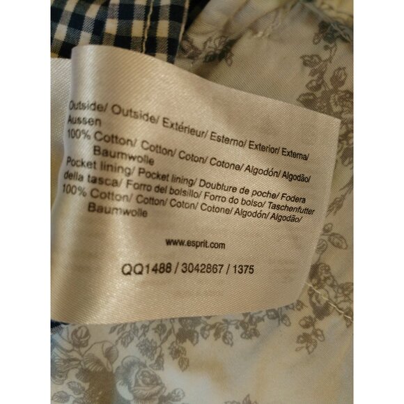 Vintage 90s Y2K Esprit Gingham Check Cotton Blazer Size M Blue White Jacket - Picture 9 of 12